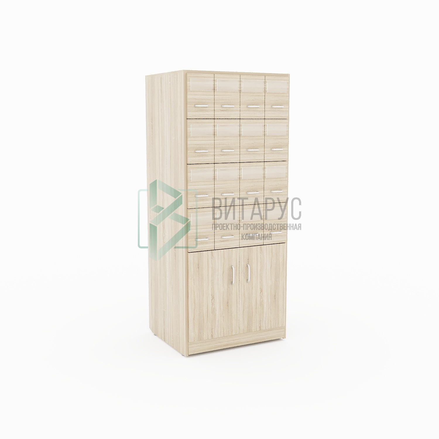 Шкаф формулярный 16 ящиков (4х4) на тумбе